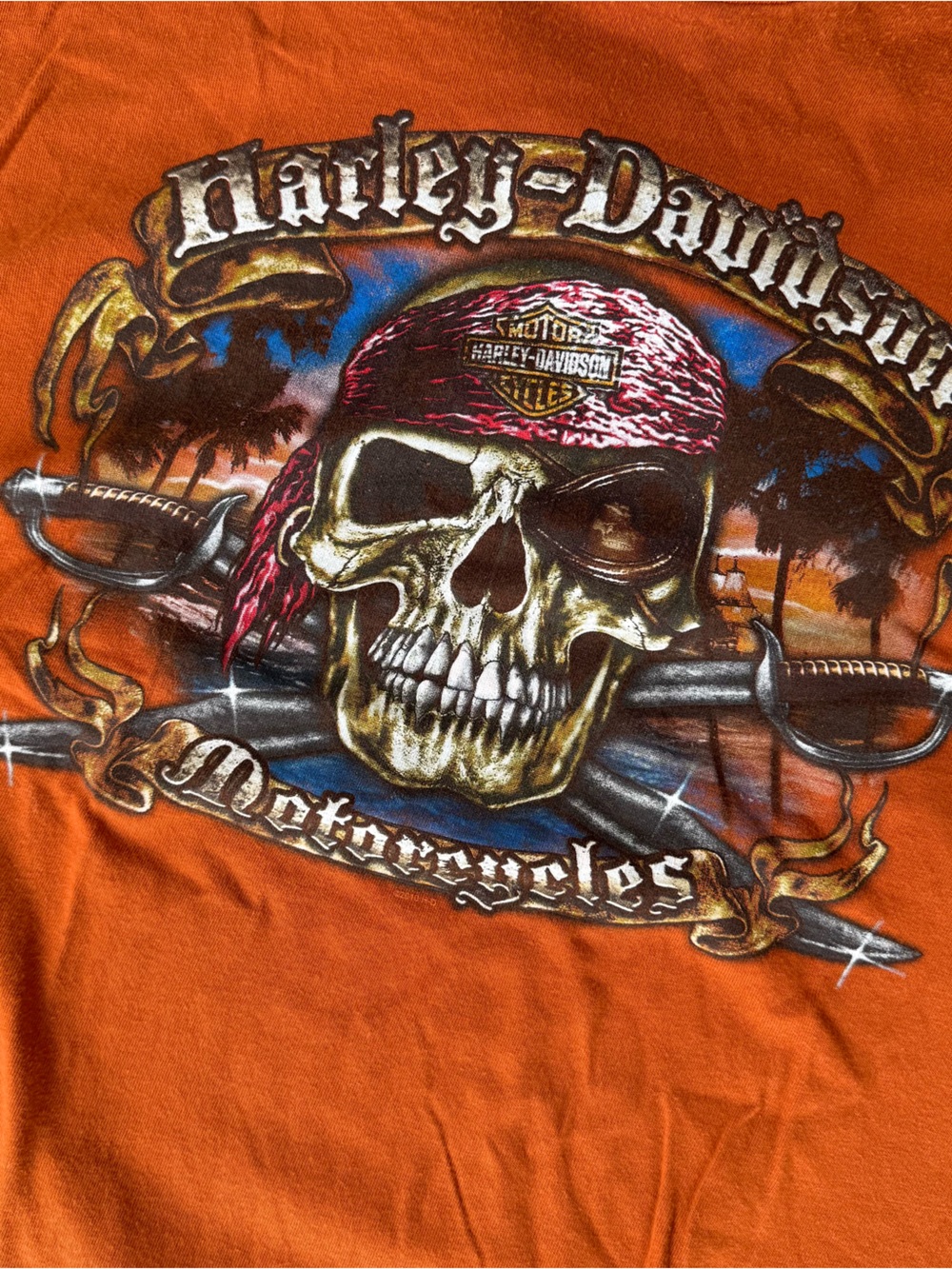 Vintage Y2K Harley-Davidson Orlando Florida Pirate Skull & Crossbones XXXL 3XL